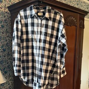 Maeve Black and White Checkered Button Down Shirt